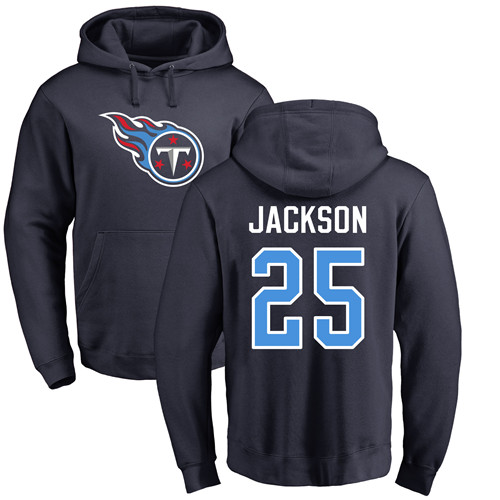 Tennessee Titans Men Navy Blue Adoree  Jackson Name and Number Logo NFL Football #25 Pullover Hoodie Sweatshirts